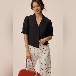 NWT Size S -Anthropologie Cotton Short-Sleeve Femme Collared Blouse (NWT US$ 78)